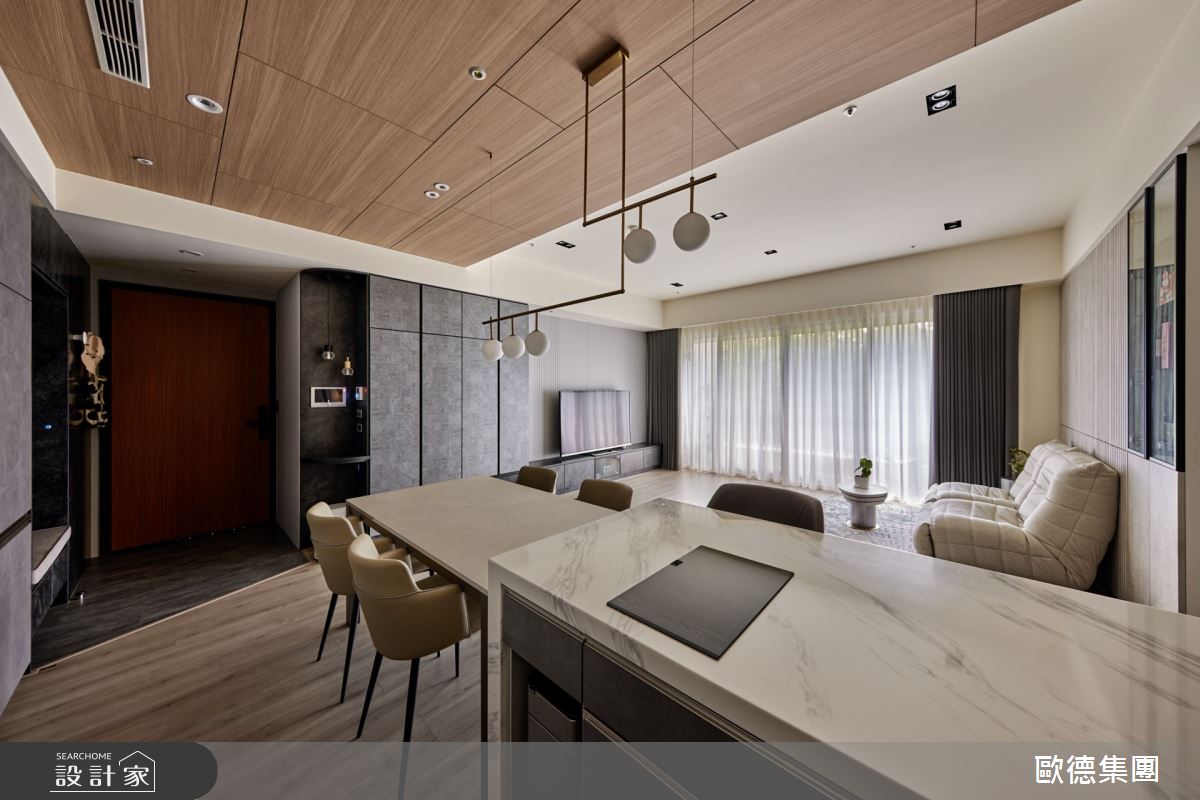 35坪新成屋(5年以下)＿現代風玄關客廳餐廳中島案例圖片＿台灣歐德傢俱股份有限公司＿歐德_182之3