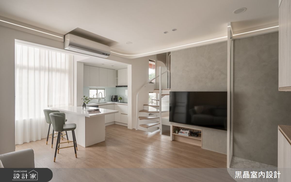 14坪老屋(16~30年)＿溫馨北歐風玄關客廳廚房吧檯樓梯中島案例圖片＿黑晶室內設計＿黑晶_70之4