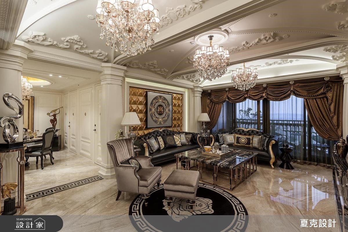 80坪新成屋(5年以下)＿奢華風客廳案例圖片＿夏克設計＿夏克_03之4