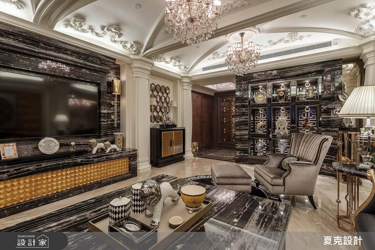 80坪新成屋(5年以下)＿奢華風客廳案例圖片＿夏克設計＿夏克_03之7