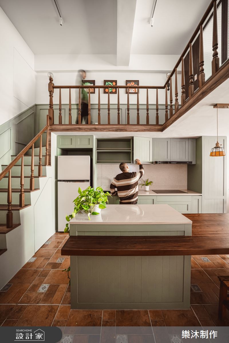 20坪老屋(31~40年)＿混搭風餐廳廚房樓梯中島案例圖片＿樂沐制作空間設計＿樂沐_55之2