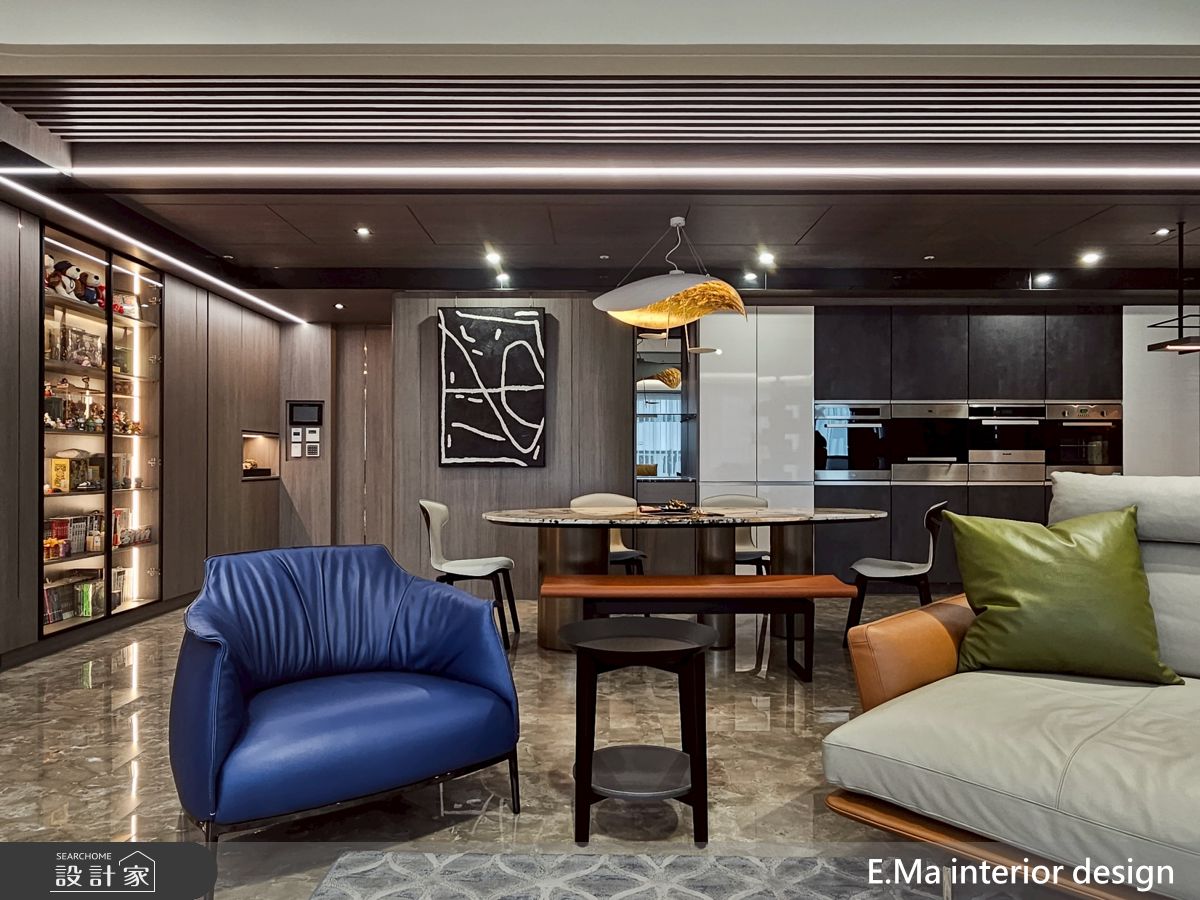 60坪新成屋(5年以下)＿現代奢華風客廳餐廳廚房中島案例圖片＿艾馬室內裝修設計＿艾馬_40之4