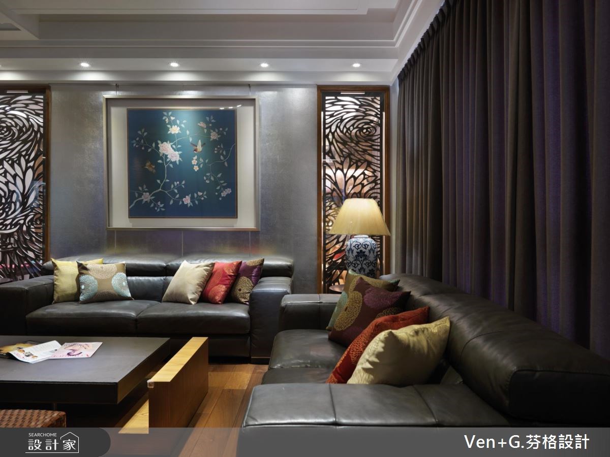 50坪新成屋(5年以下)＿新中式風客廳案例圖片＿芬格空間設計事務所＿芬格設計11.蝶戀花 台北50坪新中式風之4