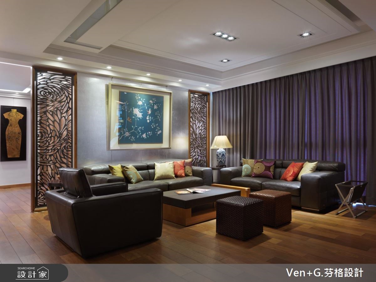 50坪新成屋(5年以下)＿新中式風客廳案例圖片＿芬格空間設計事務所＿芬格設計11.蝶戀花 台北50坪新中式風之5