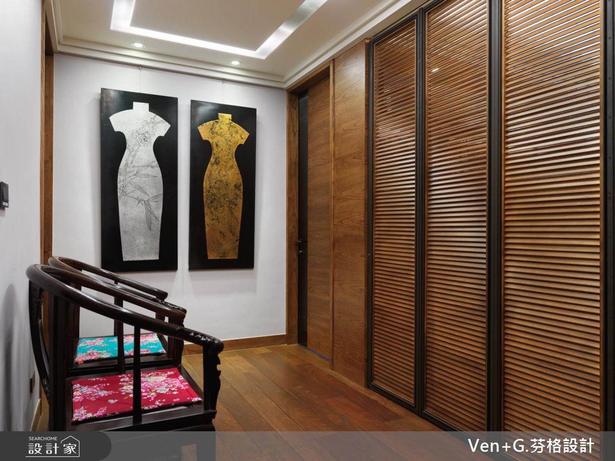 50坪新成屋(5年以下)＿新中式風走廊案例圖片＿芬格空間設計事務所＿芬格設計11.蝶戀花 台北50坪新中式風之18