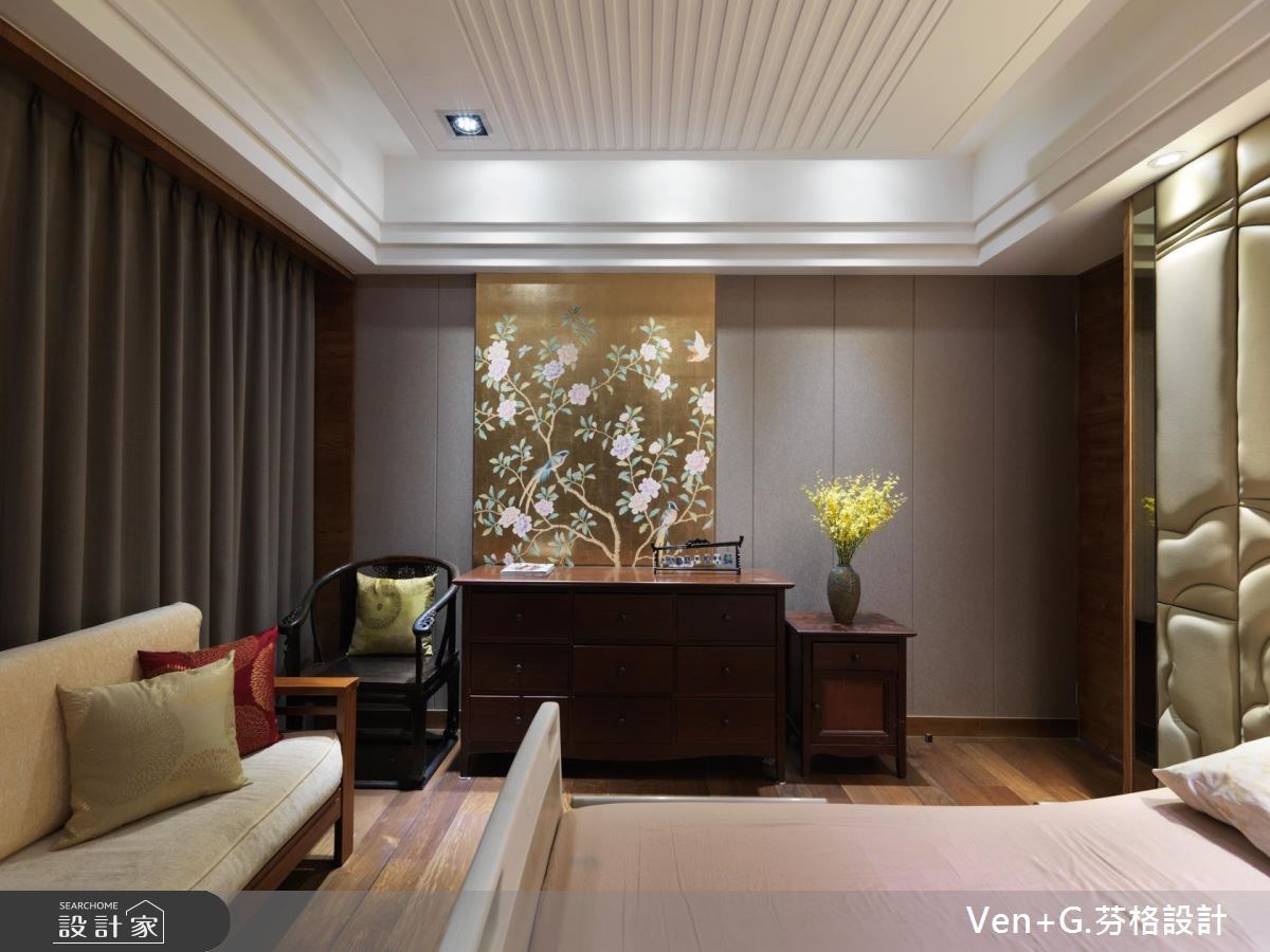 50坪新成屋(5年以下)＿新中式風臥室案例圖片＿芬格空間設計事務所＿芬格設計11.蝶戀花 台北50坪新中式風之22