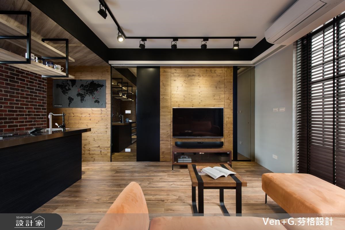 18坪老屋(16~30年)＿工業風客廳案例圖片＿芬格空間設計事務所＿芬格設計12.英倫工業風 新北老屋翻新18坪工業風之4