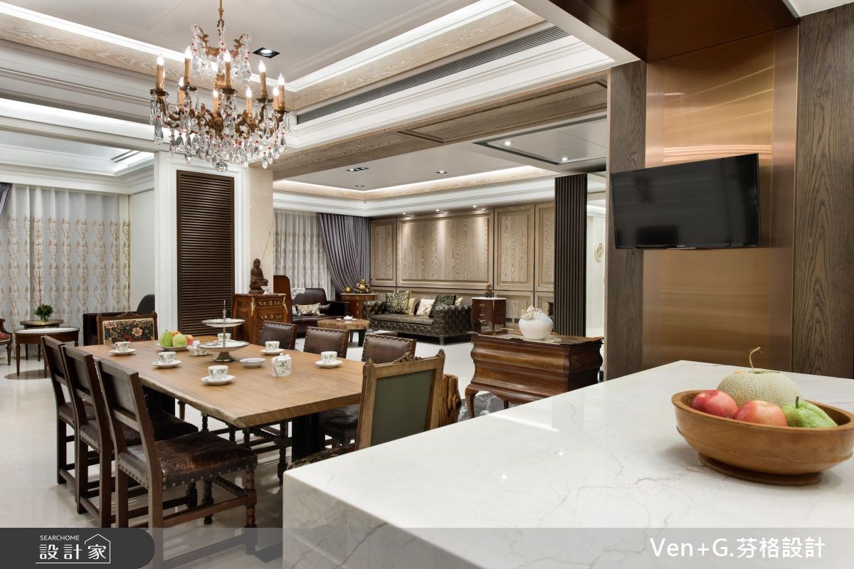 50坪新成屋(5年以下)＿新古典餐廳案例圖片＿芬格空間設計事務所＿芬格設計13.向陽顏色 台北50坪新古典風之9