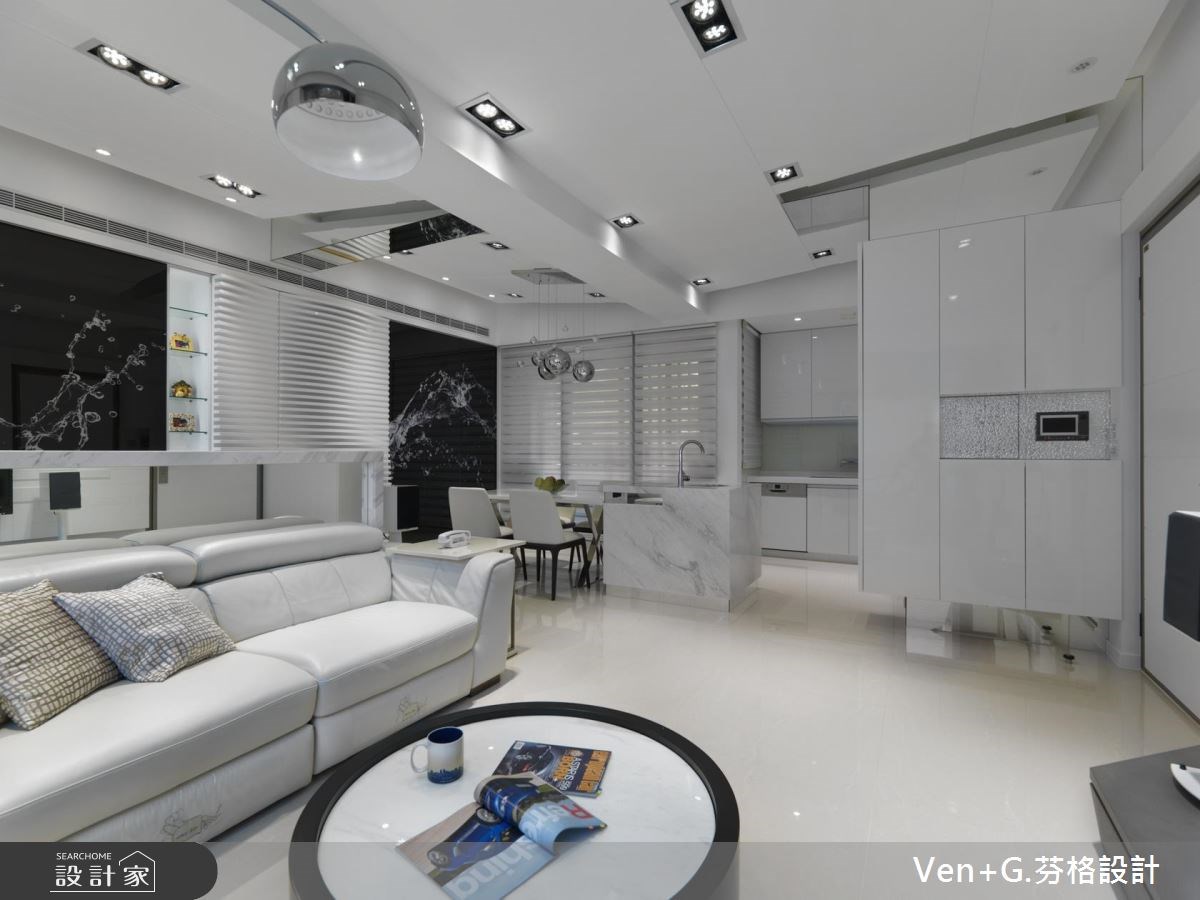 30坪新成屋(5年以下)＿現代風客廳案例圖片＿芬格空間設計事務所＿芬格設計15.山光中的水影 台北30坪現代風之2