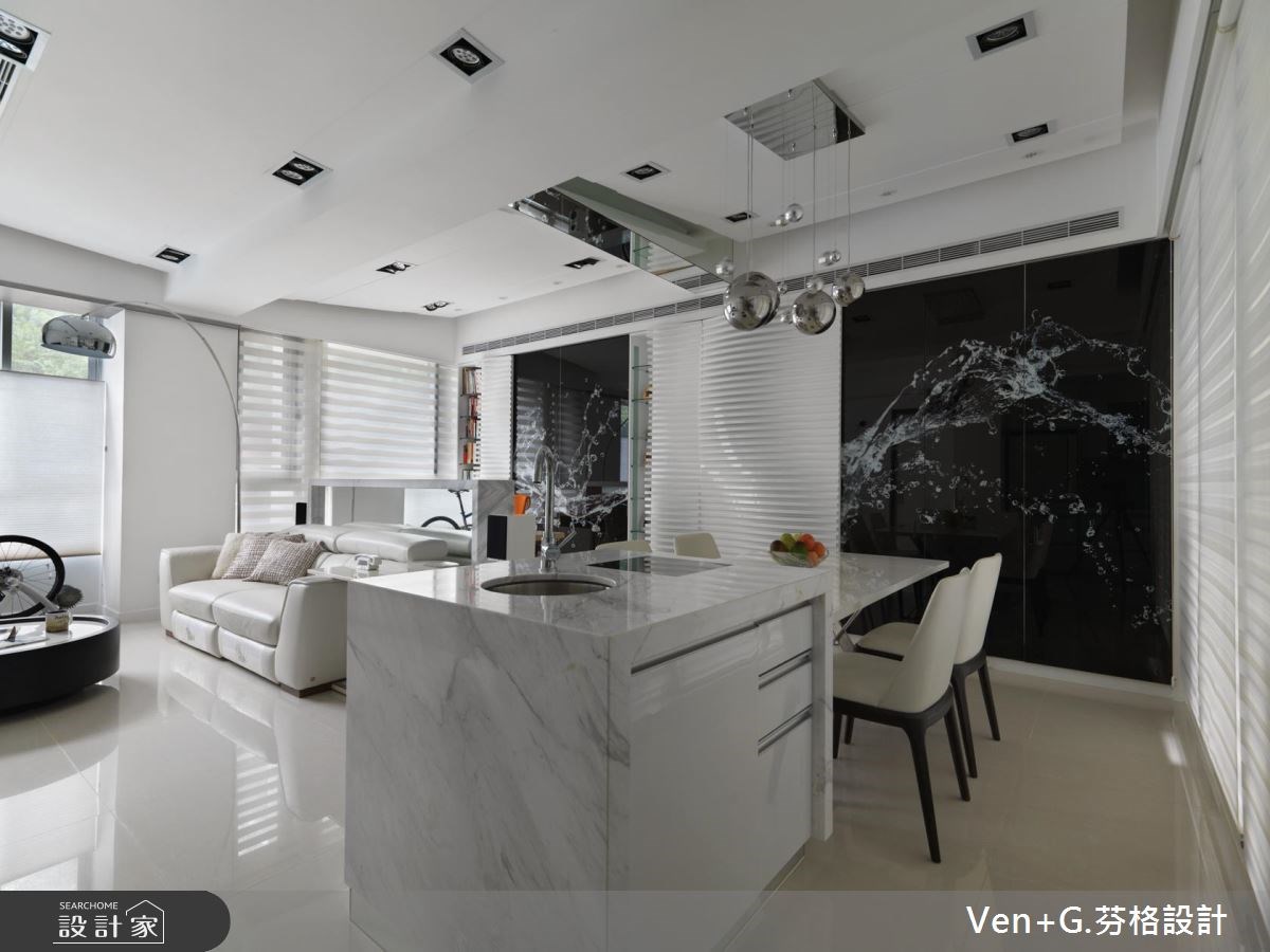 30坪新成屋(5年以下)＿現代風餐廳案例圖片＿芬格空間設計事務所＿芬格設計15.山光中的水影 台北30坪現代風之4