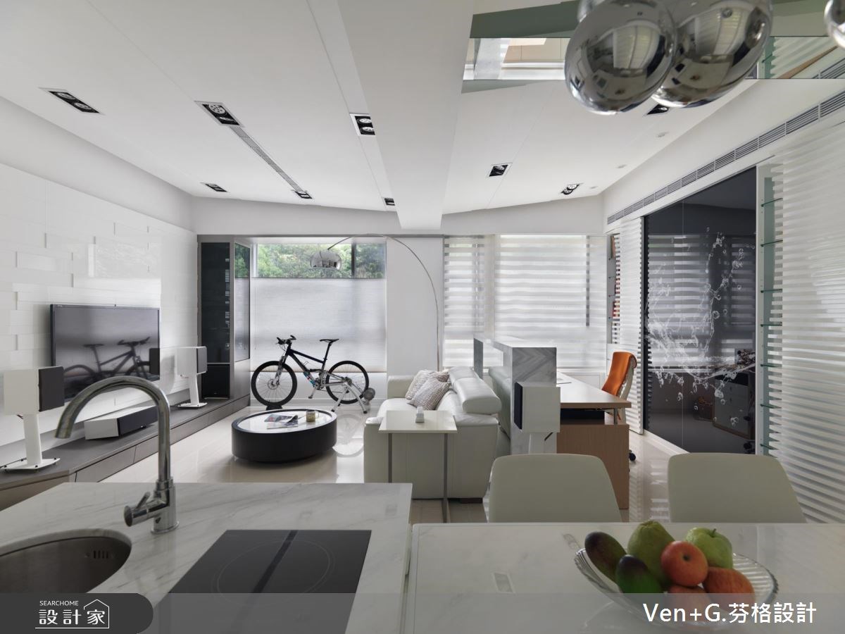 30坪新成屋(5年以下)＿現代風客廳案例圖片＿芬格空間設計事務所＿芬格設計15.山光中的水影 台北30坪現代風之12