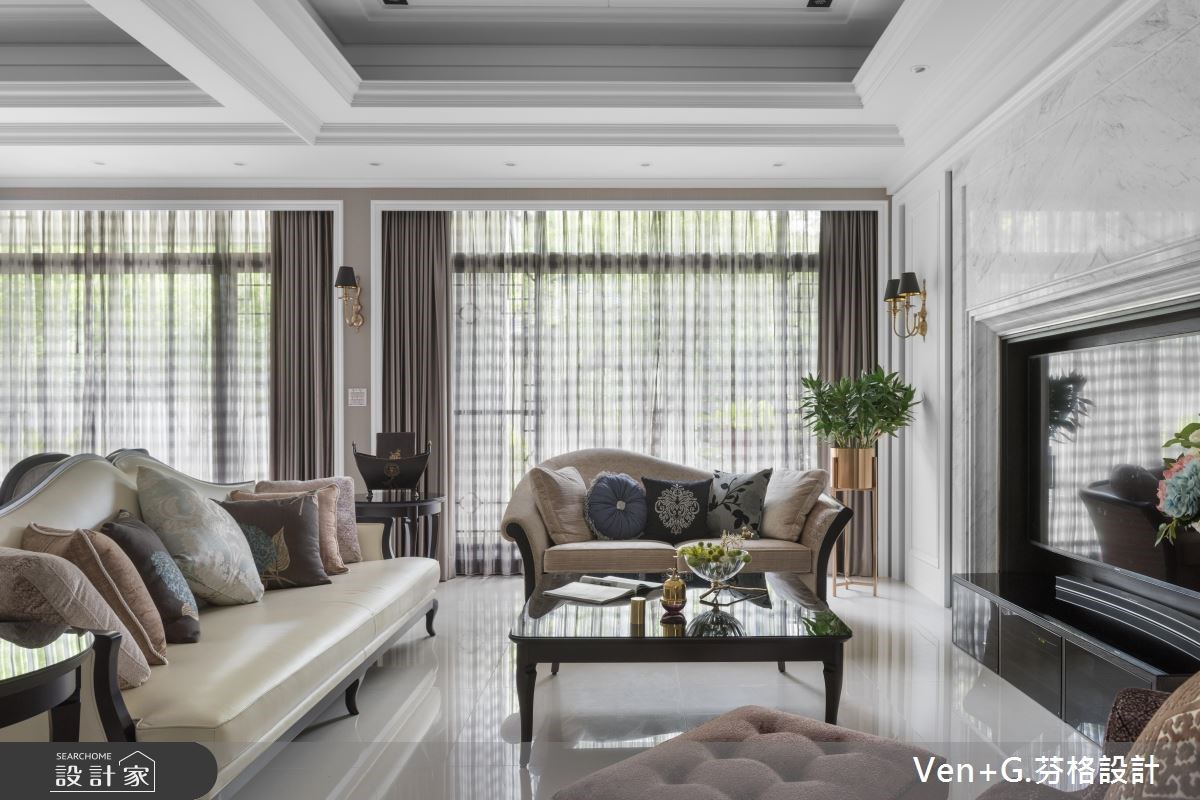 130坪新成屋(5年以下)＿美式風客廳案例圖片＿芬格空間設計事務所＿芬格設計17.自然人文風雅 台北130坪美式風之3