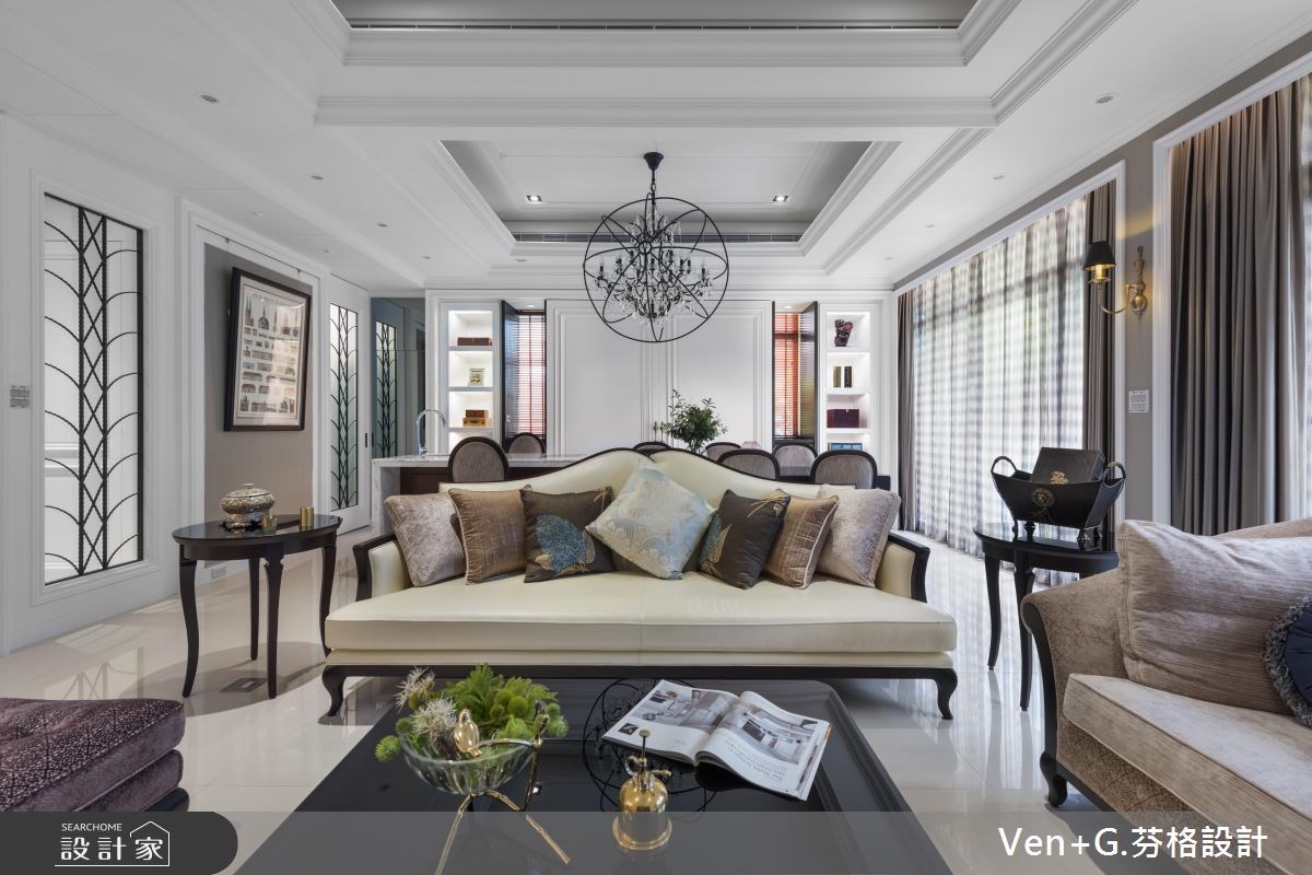 130坪新成屋(5年以下)＿美式風客廳案例圖片＿芬格空間設計事務所＿芬格設計17.自然人文風雅 台北130坪美式風之5