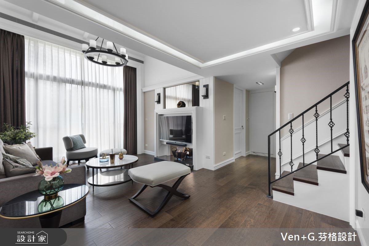 130坪新成屋(5年以下)＿美式風客廳案例圖片＿芬格空間設計事務所＿芬格設計17.自然人文風雅 台北130坪美式風之24