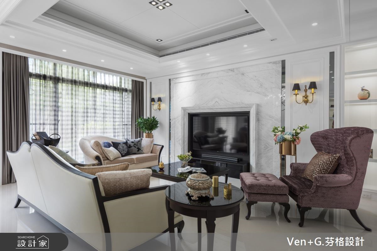 130坪新成屋(5年以下)＿美式風客廳案例圖片＿芬格空間設計事務所＿芬格設計17.自然人文風雅 台北130坪美式風之7