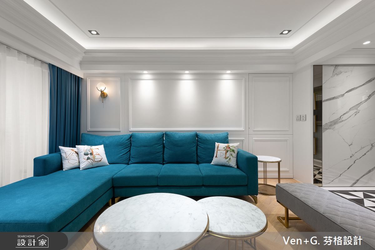 40坪老屋(16~30年)＿美式風客廳案例圖片＿芬格空間設計事務所＿芬格設計33.美式輕奢風格 台北老屋翻新40坪美式風之2