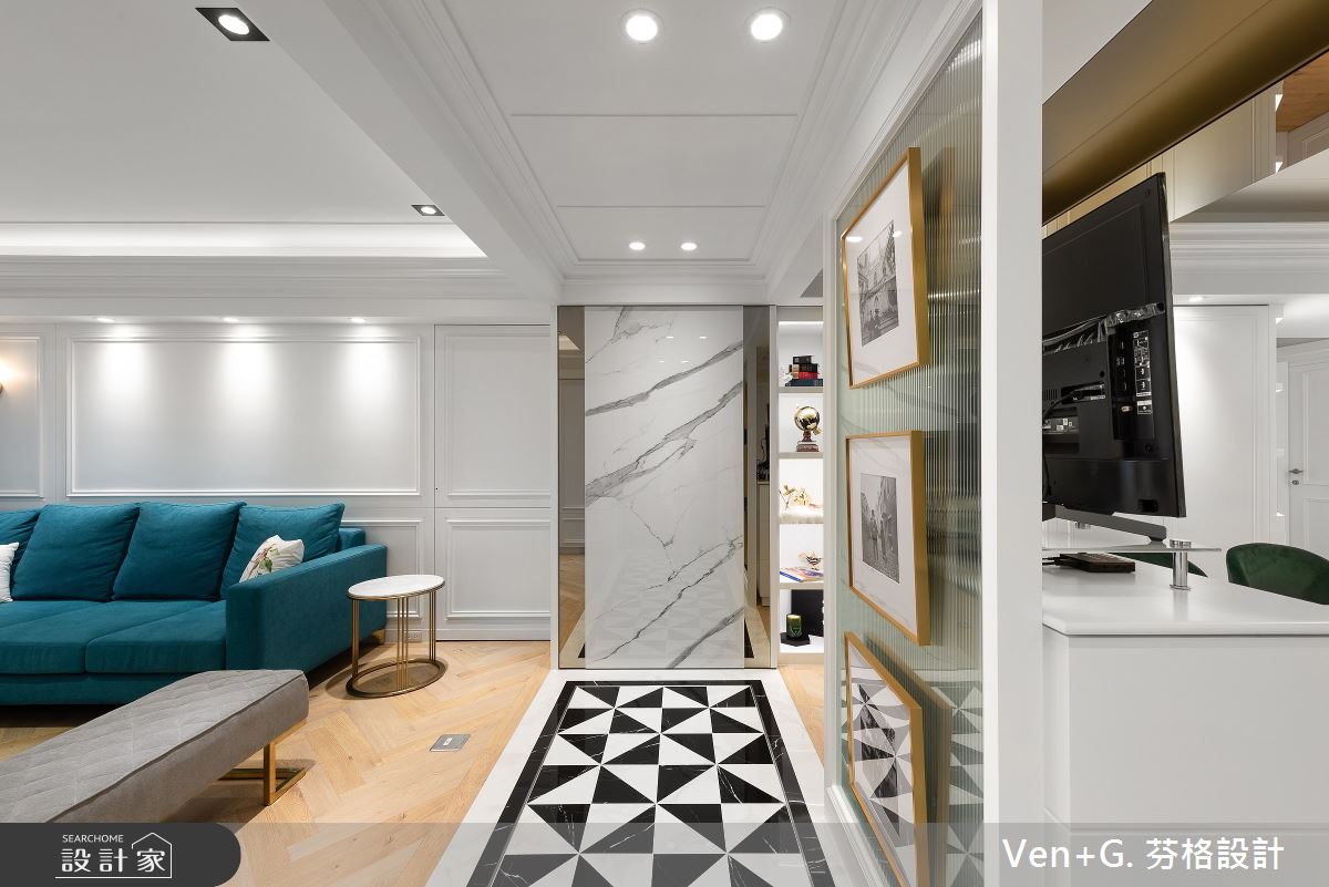 40坪老屋(16~30年)＿美式風客廳案例圖片＿芬格空間設計事務所＿芬格設計33.美式輕奢風格 台北老屋翻新40坪美式風之1