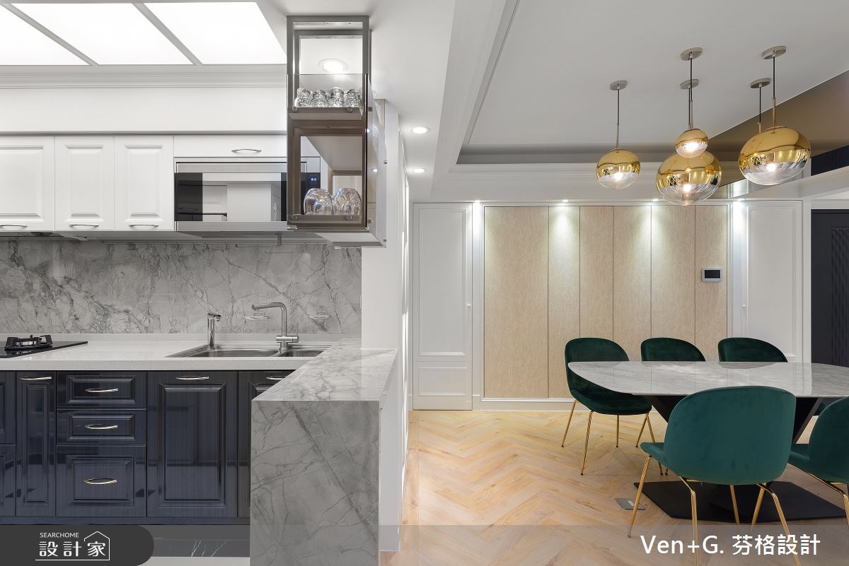 40坪老屋(16~30年)＿美式風餐廳廚房案例圖片＿芬格空間設計事務所＿芬格設計33.美式輕奢風格 台北老屋翻新40坪美式風之13