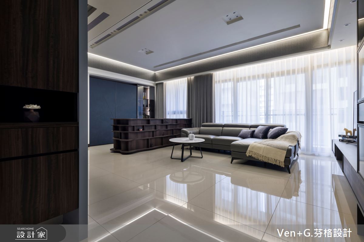 35坪新成屋(5年以下)＿現代風客廳案例圖片＿芬格空間設計事務所＿芬格設計34.都會時尚典雅 新北35坪現代風之2