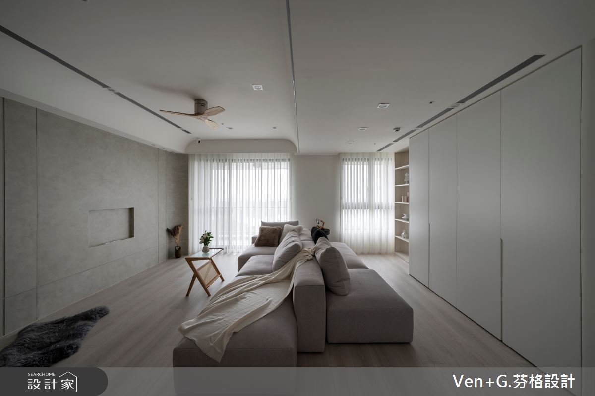 36坪預售屋＿簡約風客廳案例圖片＿芬格空間設計事務所＿芬格設計38.寂靜 遠雄百富 36坪簡約風之1