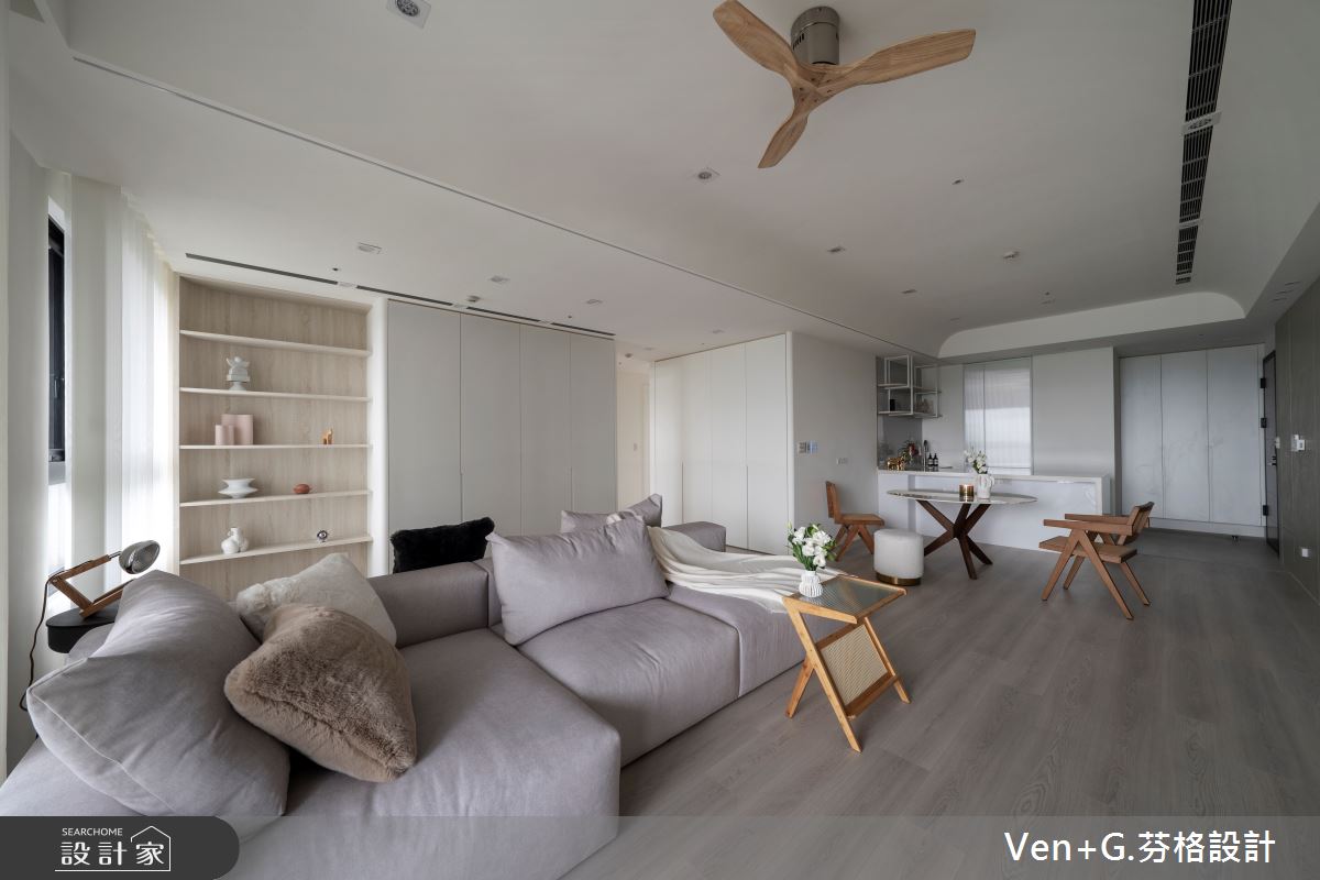 36坪預售屋＿簡約風玄關客廳餐廳廚房中島案例圖片＿芬格空間設計事務所＿芬格設計38.寂靜 遠雄百富 36坪簡約風之10