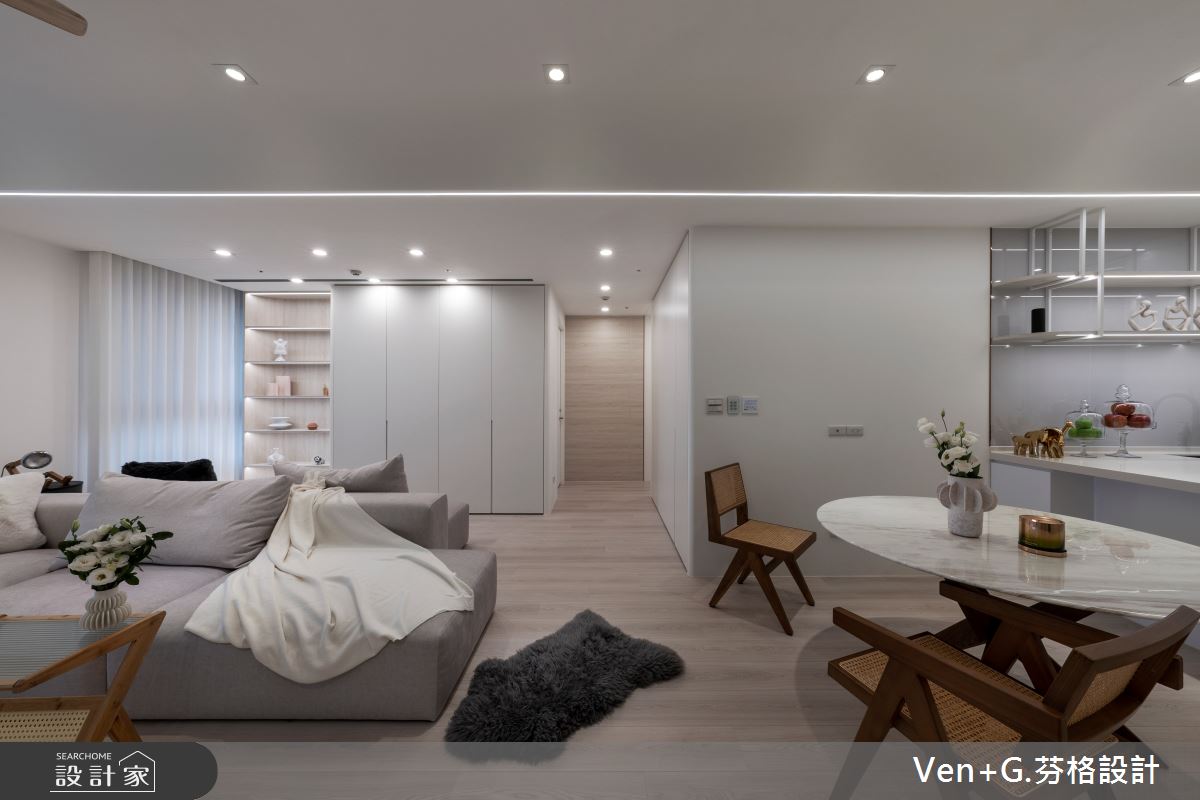 36坪預售屋＿簡約風客廳餐廳廚房走廊案例圖片＿芬格空間設計事務所＿芬格設計38.寂靜 遠雄百富 36坪簡約風之13