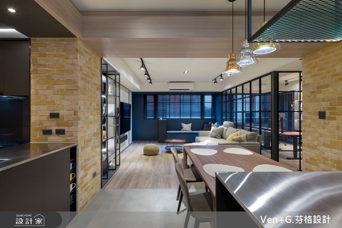 37坪老屋(41~50年)＿工業風客廳餐廳中島案例圖片＿芬格空間設計事務所＿芬格設計44.台北37坪工業風之6