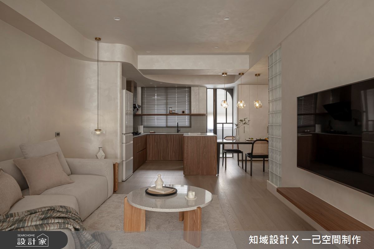 22坪中古屋(5~15年)＿混搭風客廳餐廳廚房中島案例圖片＿知域設計 X 一己空間制作＿知域_泠之13