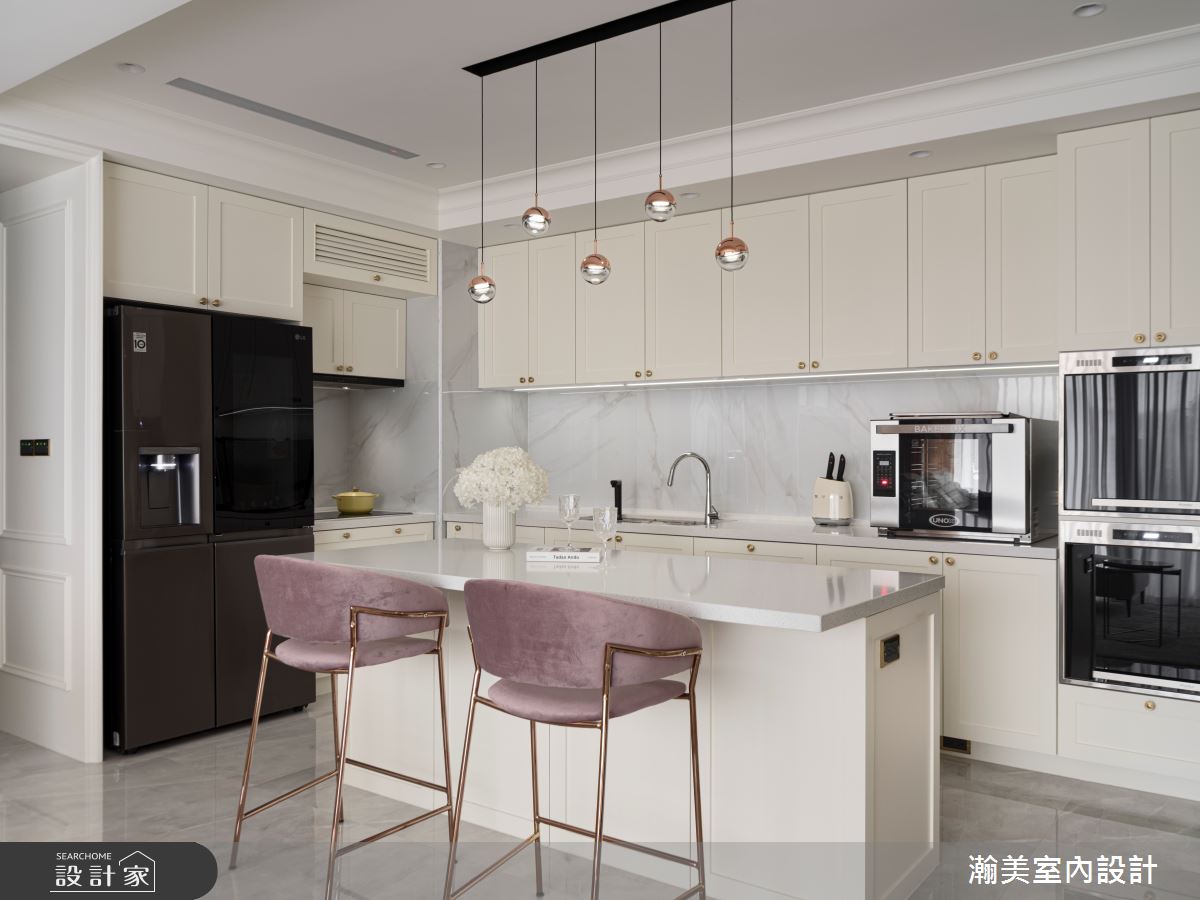 新成屋(5年以下)＿美式風餐廳廚房吧檯中島案例圖片＿瀚美室內設計＿瀚美_理想中的法式輕奢之5