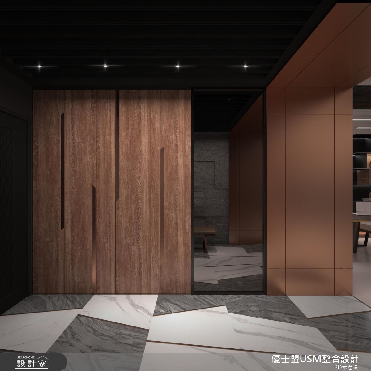 40坪新成屋(5年以下)＿混搭風玄關案例圖片＿優士盟整合設計有限公司＿優士盟_21.台北40坪混搭風之2