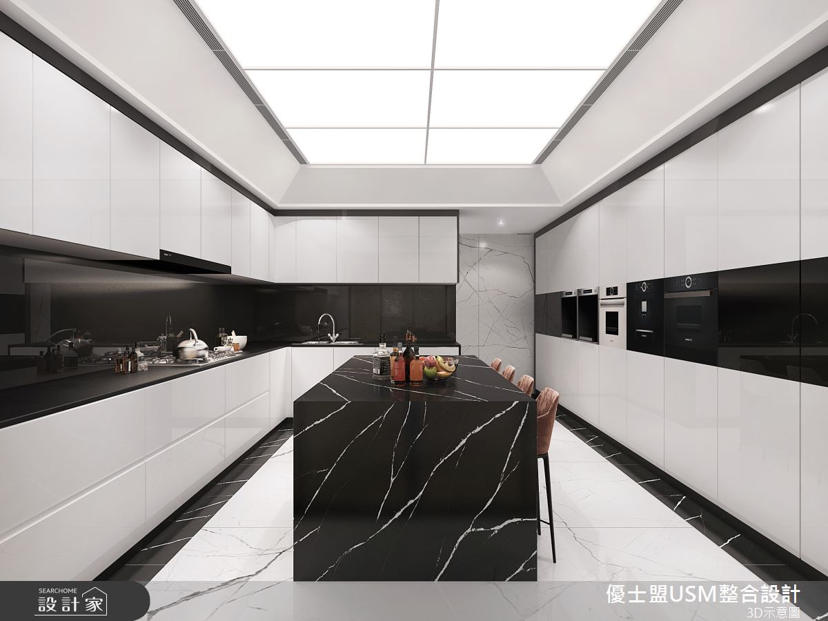 90坪新成屋(5年以下)＿奢華風廚房中島案例圖片＿優士盟整合設計有限公司＿優士盟_29.台北90坪奢華風之11