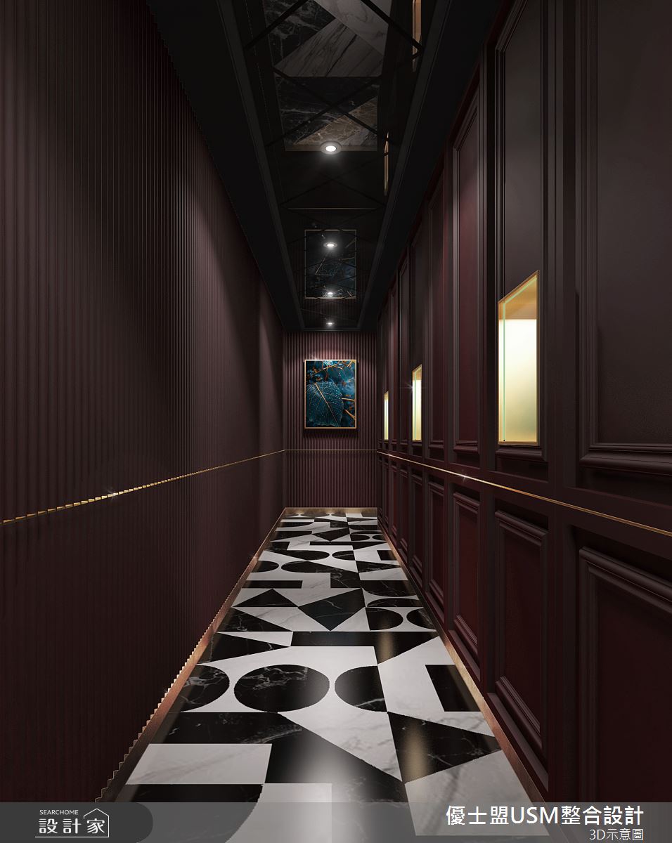 90坪新成屋(5年以下)＿奢華風走廊案例圖片＿優士盟整合設計有限公司＿優士盟_29.台北90坪奢華風之257