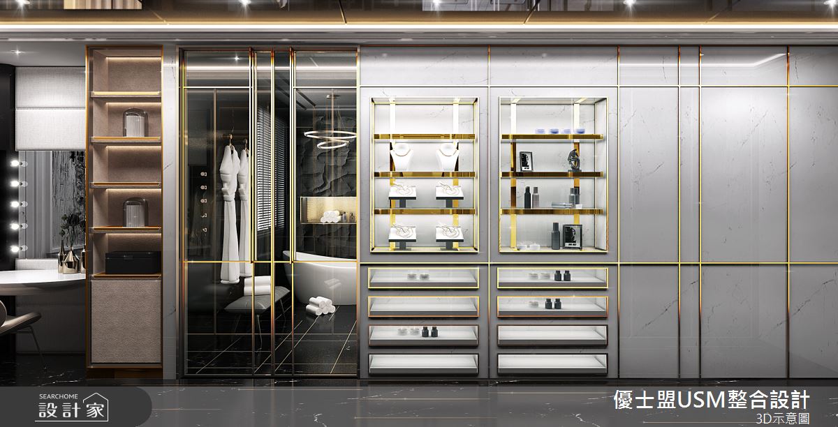 90坪新成屋(5年以下)＿奢華風更衣間案例圖片＿優士盟整合設計有限公司＿優士盟_29.台北90坪奢華風之22