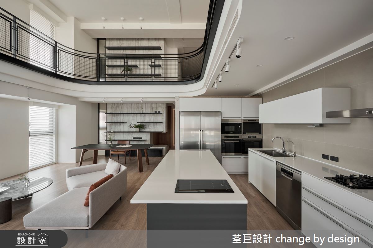 60坪新成屋(5年以下)＿混搭風客廳餐廳廚房中島案例圖片＿荃巨設計 change by design＿荃巨_30之2