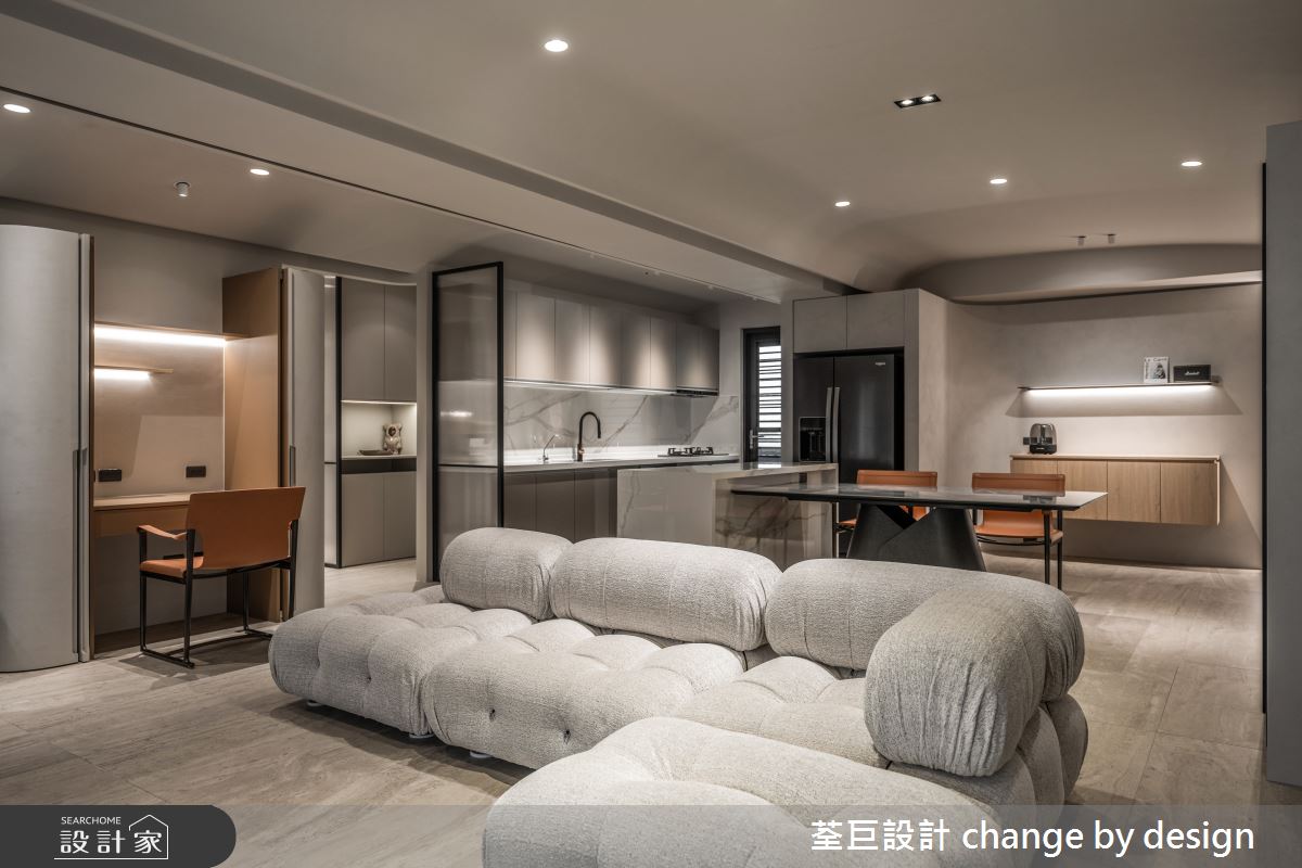 30坪新成屋(5年以下)＿現代風客廳餐廳廚房書房中島案例圖片＿荃巨設計 change by design＿荃巨_38之2