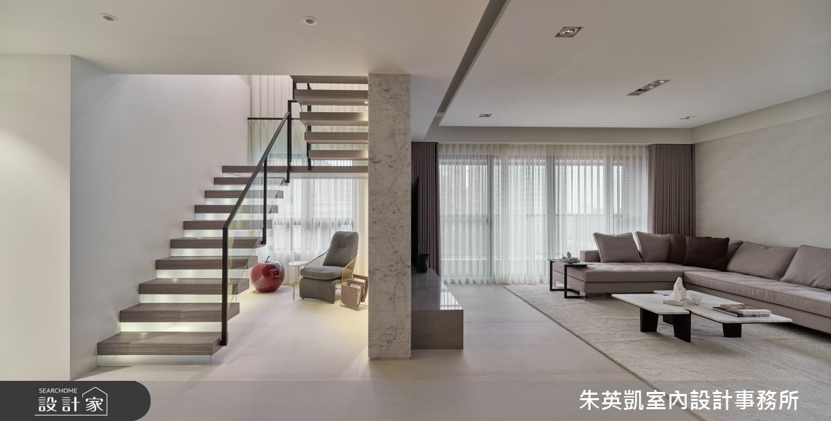 70坪新成屋(5年以下)＿現代風客廳樓梯案例圖片＿朱英凱室內設計事務所＿朱英凱_31之12