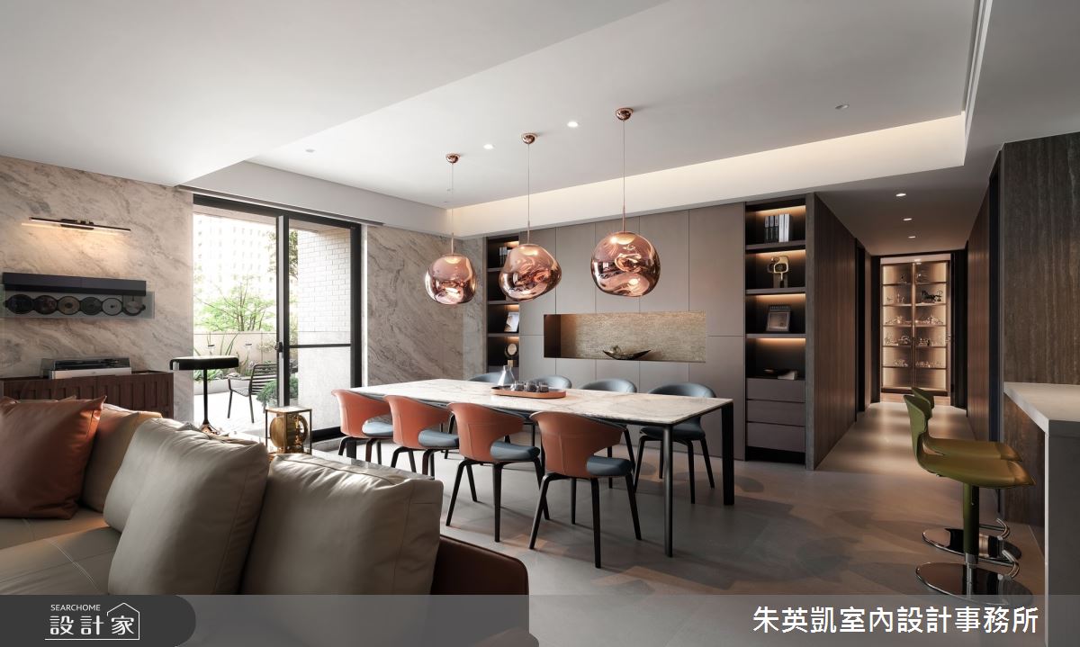 100坪毛胚屋＿現代風客廳餐廳吧檯中島案例圖片＿朱英凱室內設計事務所＿朱英凱_46之6