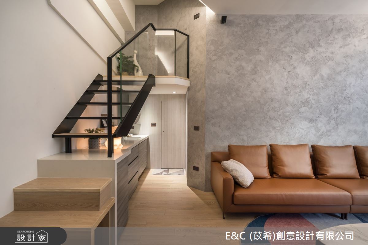 28坪新成屋(5年以下)＿簡約風客廳樓梯案例圖片＿苡希E&C創意設計有限公司＿苡希_11.新北_28坪簡約風之3