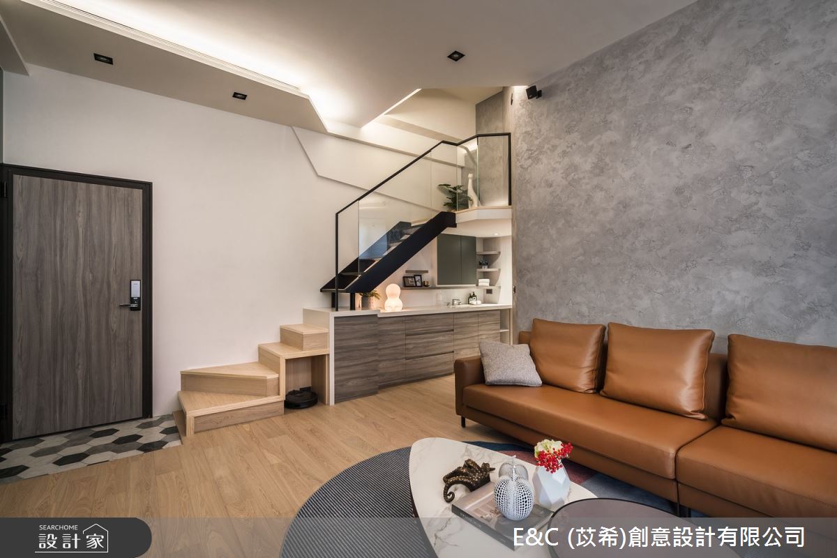 28坪新成屋(5年以下)＿簡約風客廳樓梯案例圖片＿苡希E&C創意設計有限公司＿苡希_11.新北_28坪簡約風之15