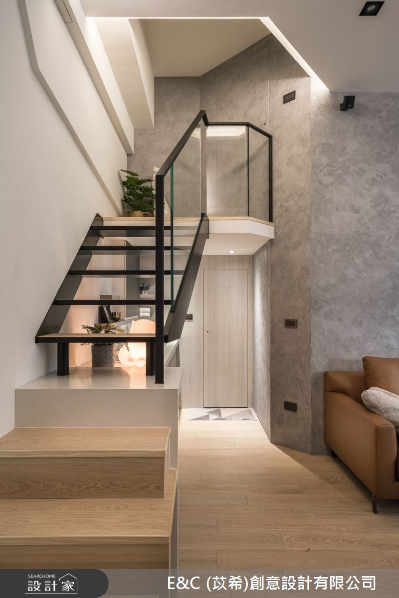 28坪新成屋(5年以下)＿簡約風樓梯案例圖片＿苡希E&C創意設計有限公司＿苡希_11.新北_28坪簡約風之2