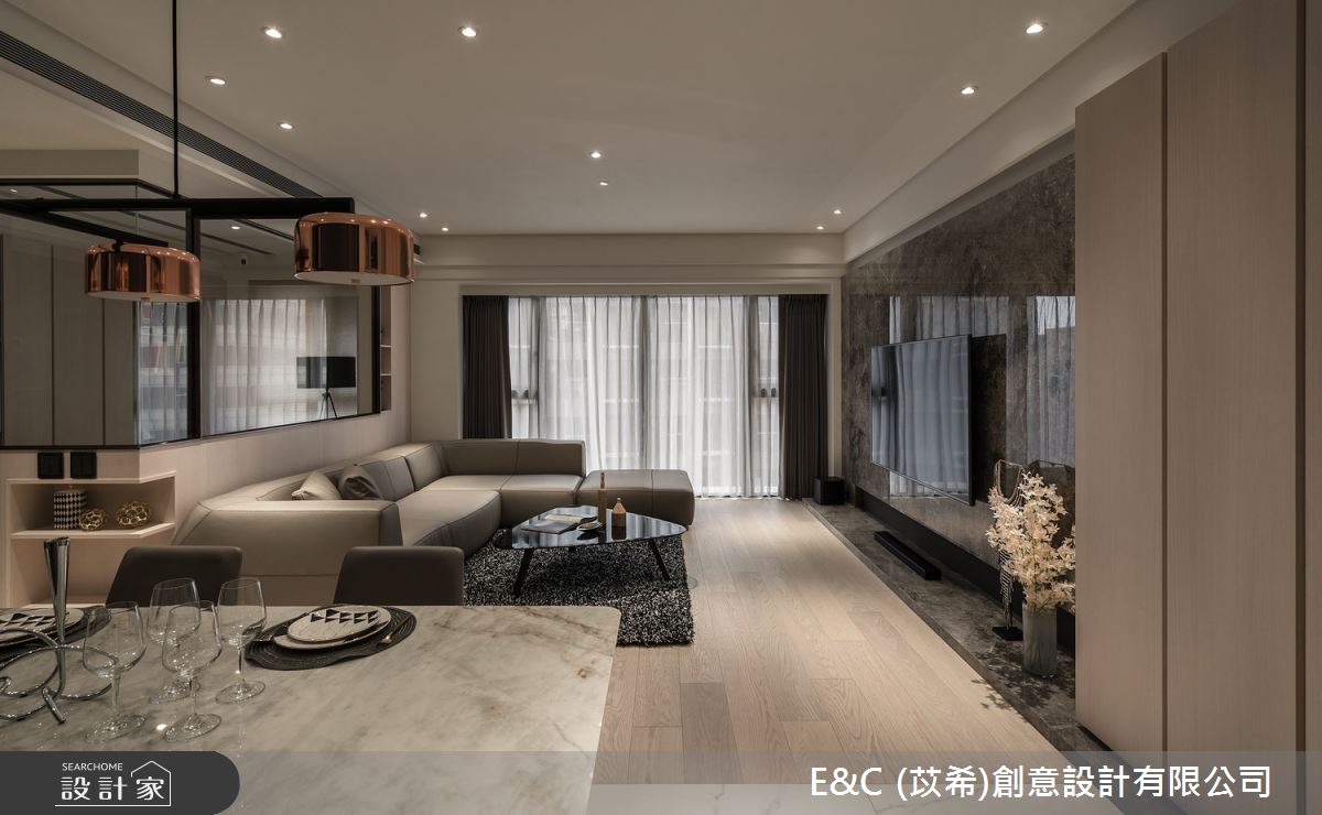 33坪中古屋(5~15年)＿飯店風客廳餐廳案例圖片＿苡希E&C創意設計有限公司＿苡希_18.新北_33坪飯店風之3