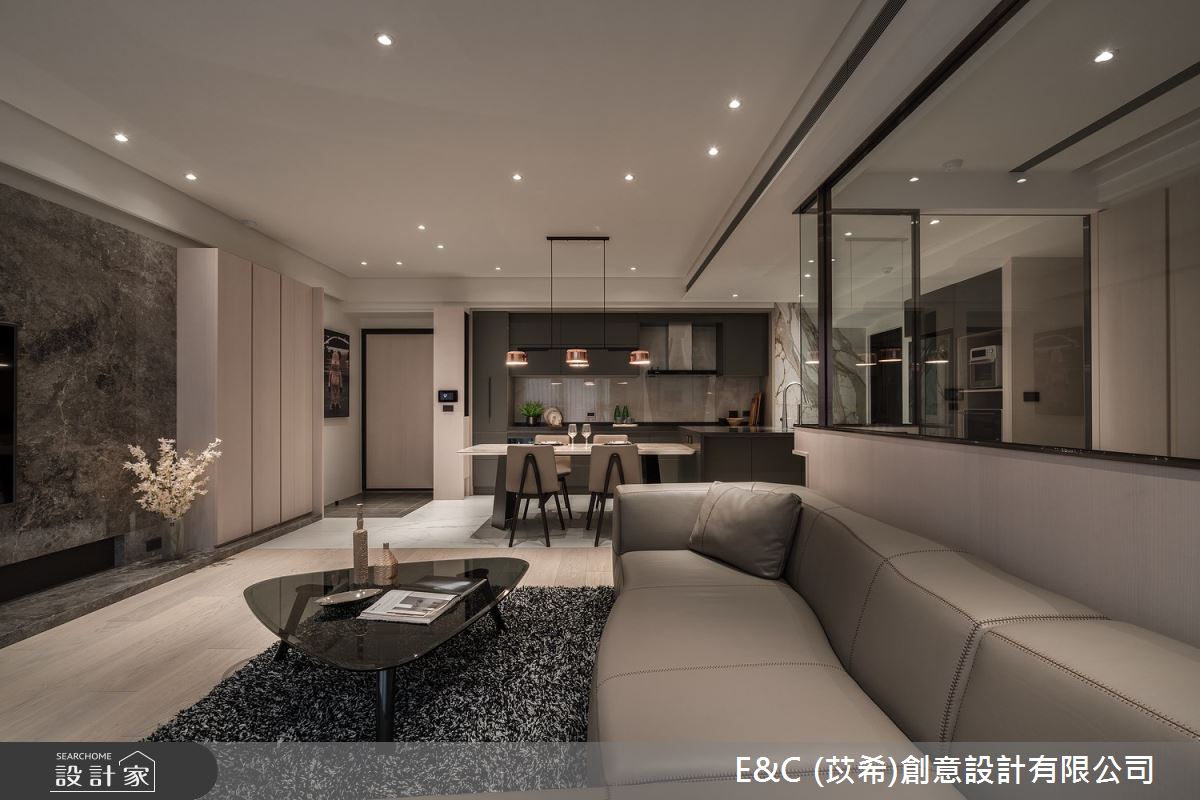 33坪中古屋(5~15年)＿飯店風客廳餐廳廚房案例圖片＿苡希E&C創意設計有限公司＿苡希_18.新北_33坪飯店風之16