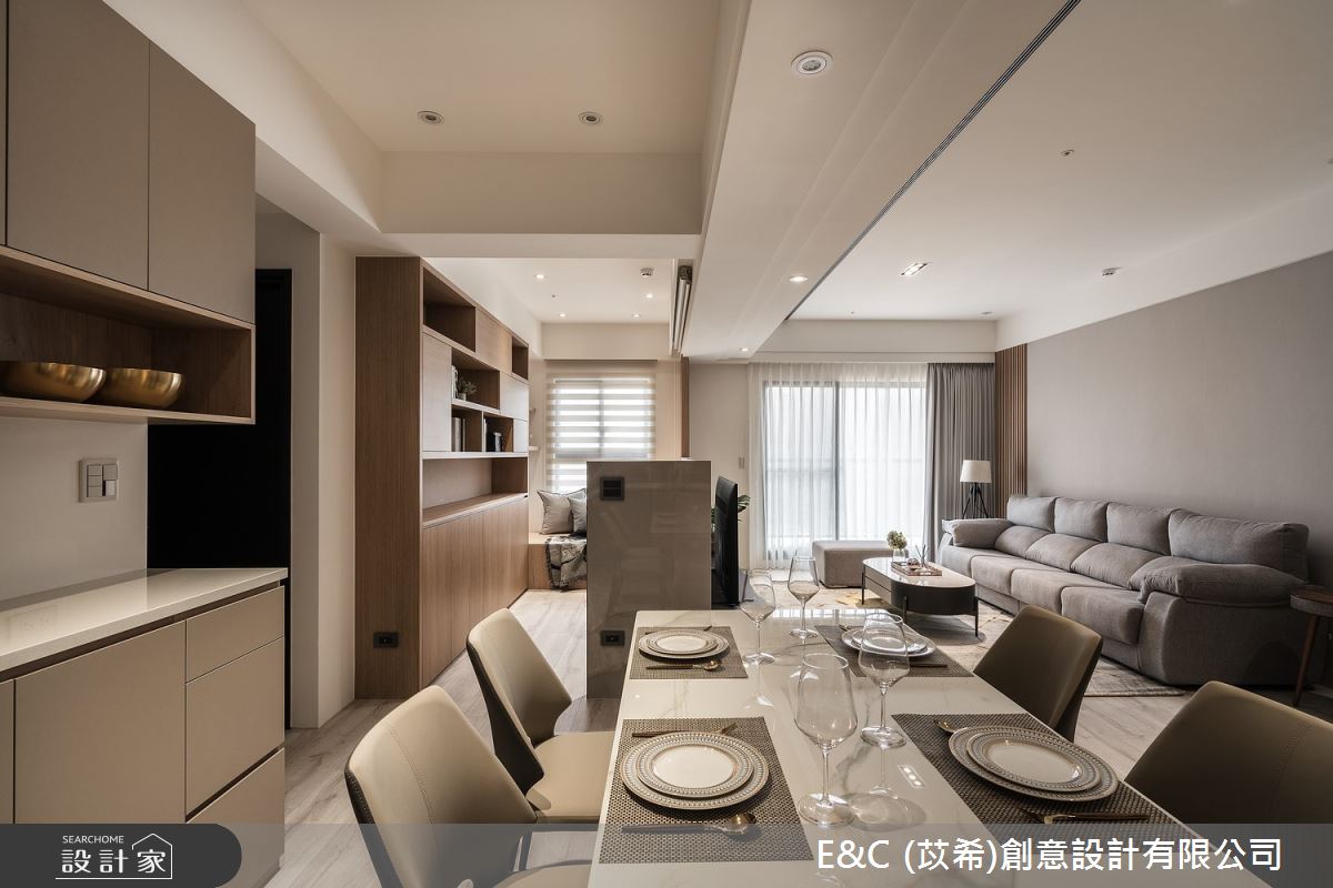 30坪新成屋(5年以下)＿現代風客廳餐廳書房工作區臥榻案例圖片＿苡希E&C創意設計有限公司＿苡希_19.桃園_30坪現代風之5
