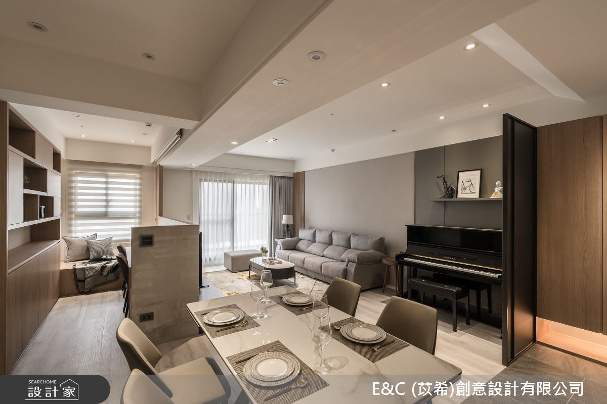 30坪新成屋(5年以下)＿現代風客廳餐廳書房工作區臥榻案例圖片＿苡希E&C創意設計有限公司＿苡希_19.桃園_30坪現代風之6
