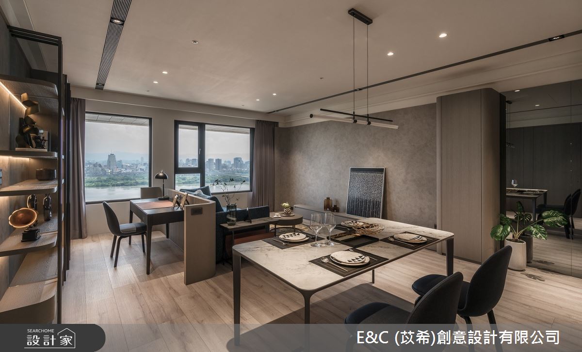 中古屋(5~15年)＿現代風客廳餐廳書房工作區案例圖片＿苡希E&C創意設計有限公司＿苡希_21.新北_22.6坪現代風之11