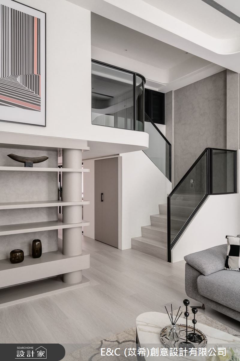 60坪老屋(16~30年)＿現代風客廳樓梯案例圖片＿苡希E&C創意設計有限公司＿苡希_28.新北_60坪現代風之13