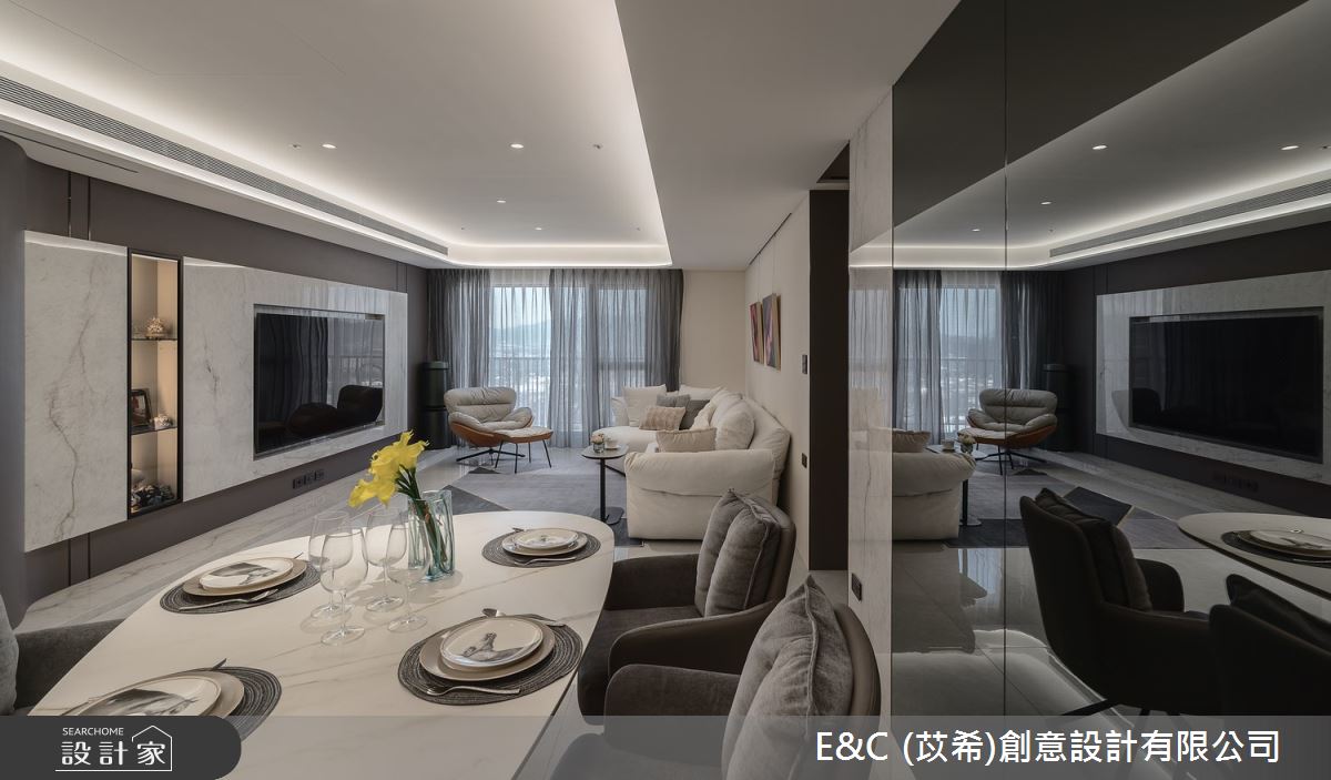 61坪中古屋(5~15年)＿現代簡約風客廳餐廳案例圖片＿苡希E&C創意設計有限公司＿苡希_29.新北_61坪現代簡約風之6