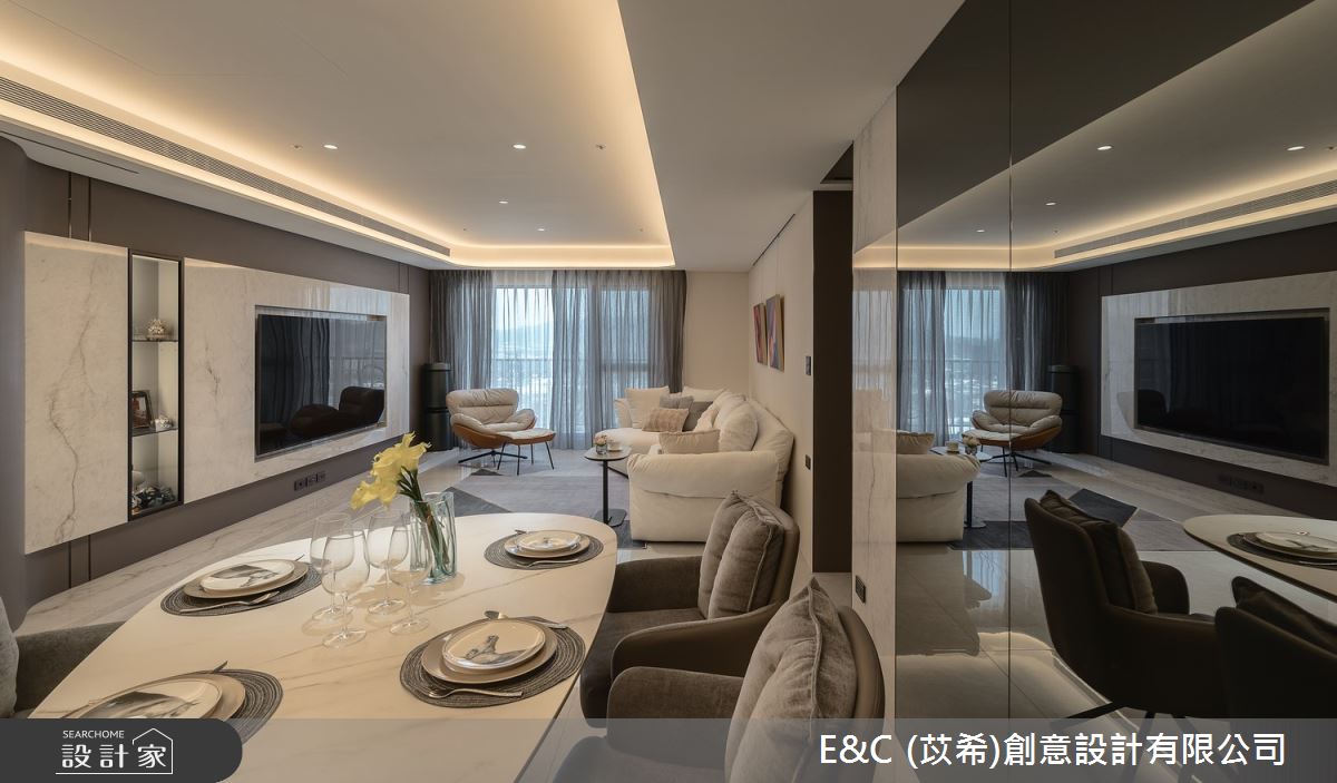 61坪中古屋(5~15年)＿現代簡約風客廳餐廳案例圖片＿苡希E&C創意設計有限公司＿苡希_29.新北_61坪現代簡約風之7