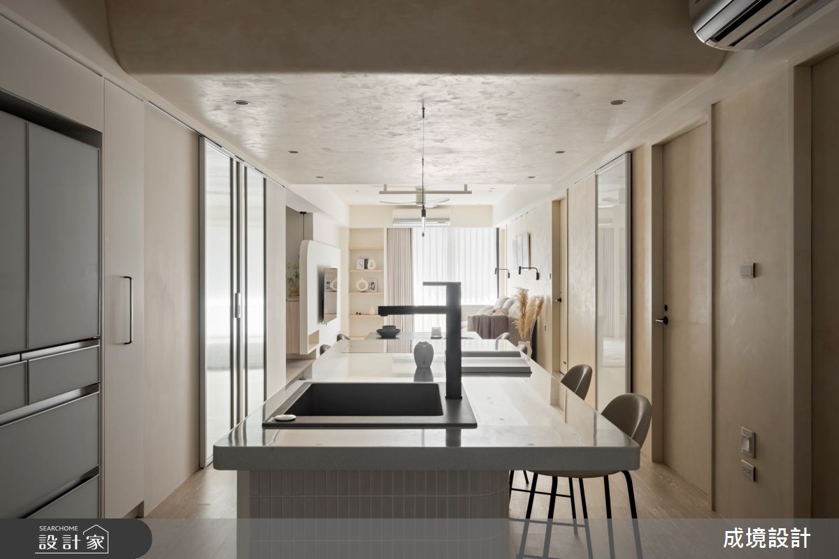 33坪老屋(50年以上)＿北歐風客廳餐廳中島案例圖片＿成境設計＿成境_浮光譜詩之12