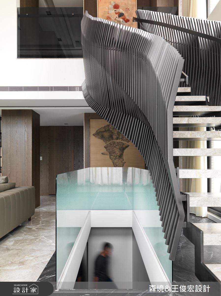 180坪新成屋(5年以下)＿混搭風客廳樓梯案例圖片＿森境設計＿王俊宏_74之16
